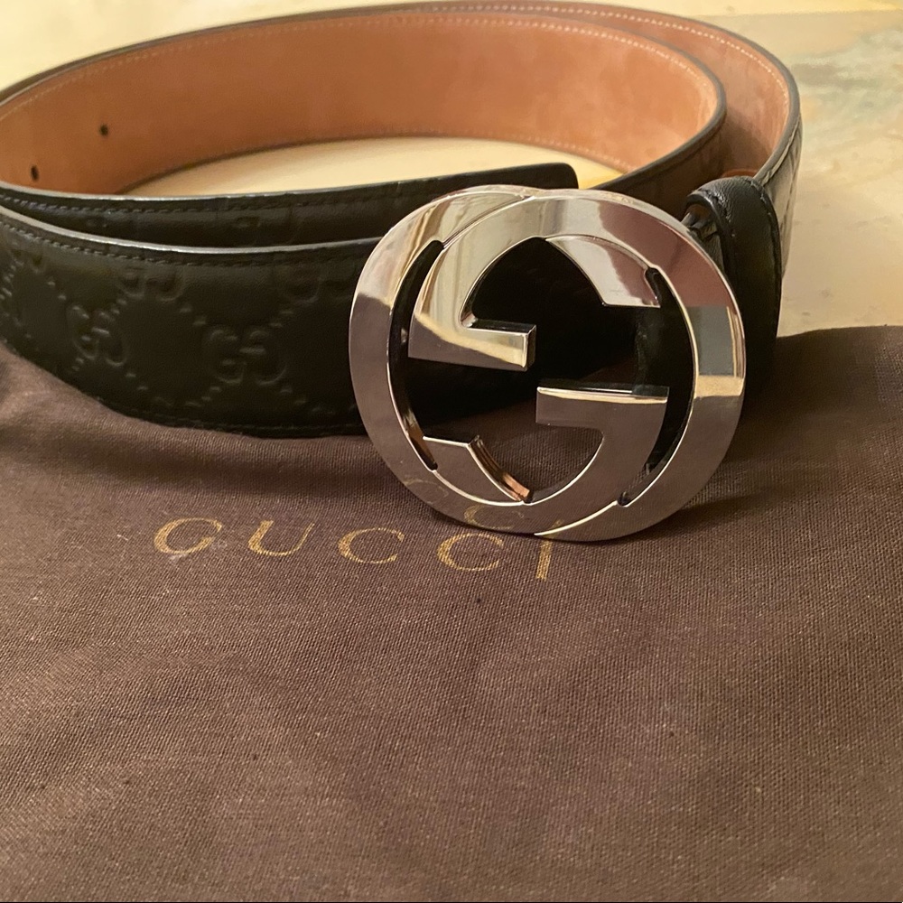 Gucci Belt  Guccissima Black Leather Authentic